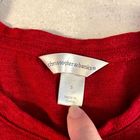 Christopher & Banks Women's Long sleeve shirt Winter theme Red size small - Picture 4 of 8